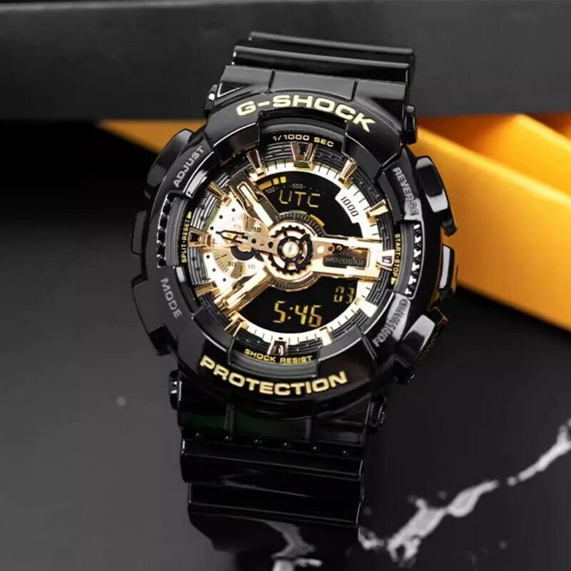 Часы наручные G SHOCK Мужские кварцевые, модные многофункциональные уличные спортивные ударопрочные светодиодные, с двойным дисплеем, серия GA110