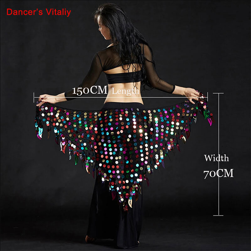 Donne vestiti di danza del ventre sexy di grandi paillettes danza del ventre sciarpa della signora accessori di ballo delle ragazze di danza del ventre hip cintura sciarpa