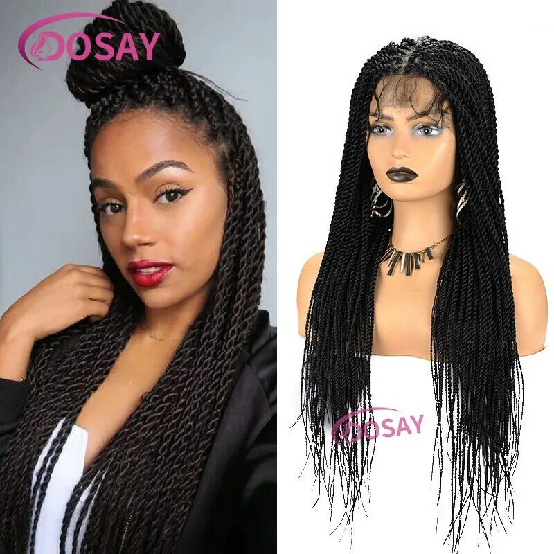 Dosay Full Lace Frontal Wig for Women Senegalese Twist Wig Knotless Braided Wigs Transparent Lace Pre Plucked with Baby Hair 26"