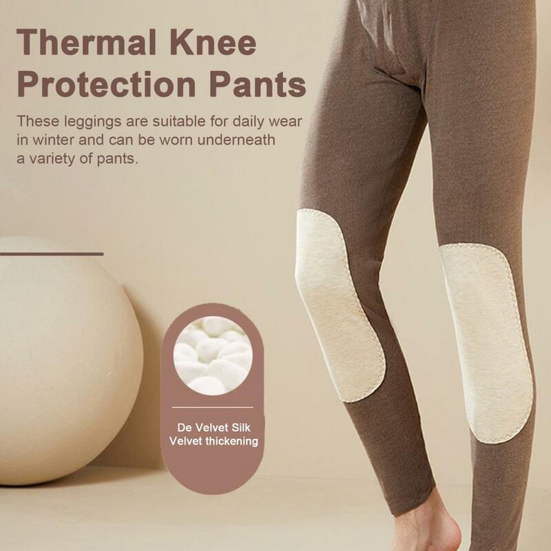 Men Pants High Waist Knee Protection Skinny Thick Plush Thermal Long Johns Bottoms Underwear Winter Leggings