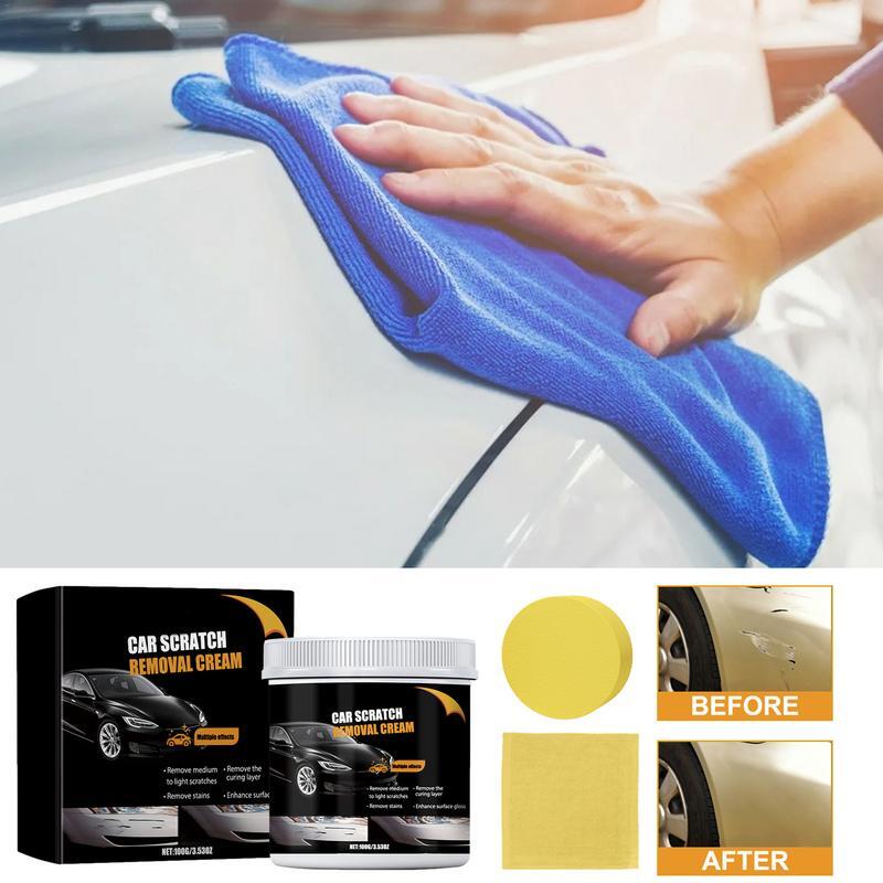 Naprawa zarysowań samochodowych pasta lakier samochodowy czyszczenie samochodu do naprawy zarysowań z gąbką i ręcznikiem, środkiem do pielęgnacji i polerowania