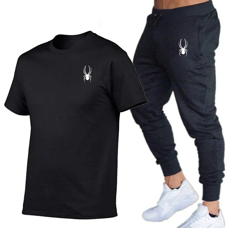 Hot-Selling Heren Sets 2024 Zomer T-Shirt Broek Set Casual Katoenen Fitness Joggingbroek T Shirts Hiphop Fashicon Men'stracksuit