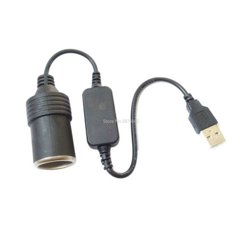 อะแดปเตอร์แปลงไฟ USB แบบมีสายอะแดปเตอร์หัวเชื่อมปลั๊กควบคุมแบบมีสายอุปกรณ์ตกแต่งภายในรถยนต์ช่องจุดบุหรี่ในรถยนต์