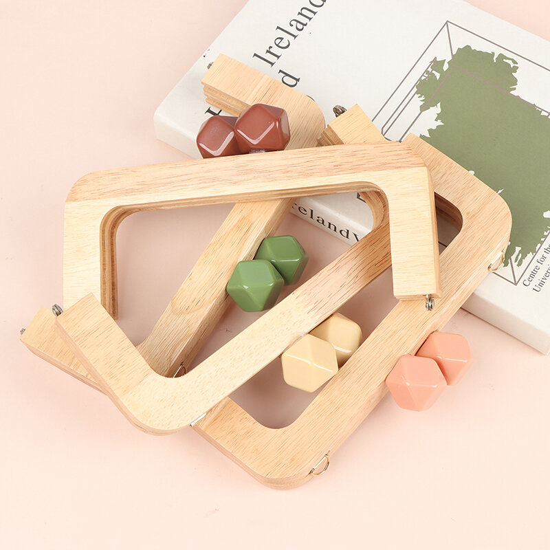 20 Cm Nature With Candy Resin Big Ball Clasp Solid Wood Material Wooden Purse Frame Screws Inside Wood Bag Handle Frame Purse