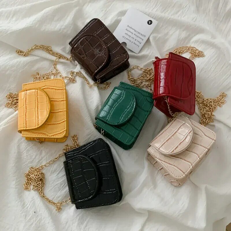 Mini torebka mała na ramię damska moda teksturą kamienia torebki lato łańcuch Retro Hasp mały torba kwadratowa PU Leather Trend projektant