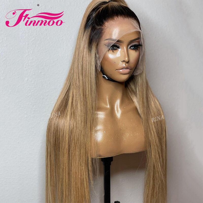 Ombre Blonde 13X6 13X4 HD Transparent Lace Front Wig Straight Blonde with 1B Roots Wig Human Hair Lace Front Wig 5X5 Closure Wig