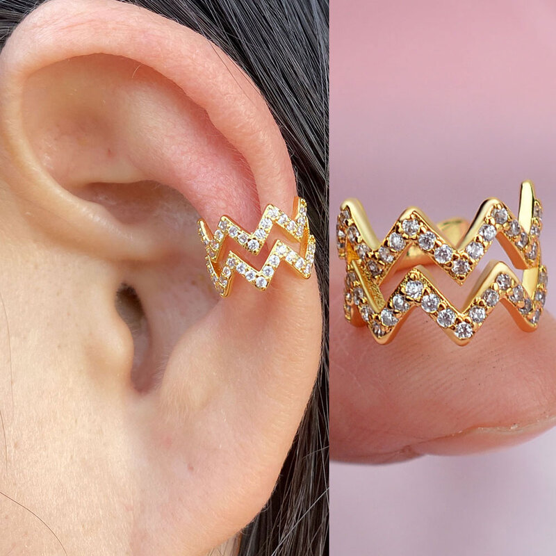 Clip de oreja escalador para mujer, CZ sin perforaciones, forma de C, geométrico, pequeño, envoltura de oreja, regalos de joyería, 1 pieza