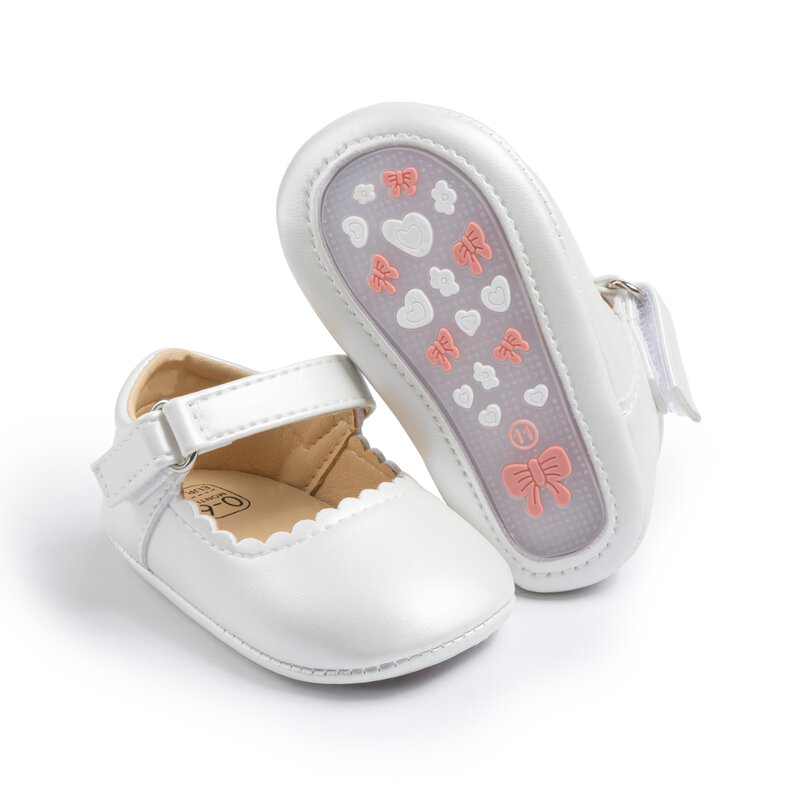 KIDSUN-Chaussures à semelle en caoutchouc coordonnantes pour bébé fille, souliers pour enfant, nouveau-né, premiers pas, mariage, danse, blanc, printemps