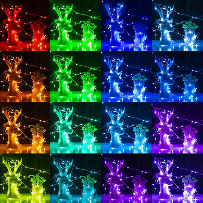 Luces de hadas LED RGB alimentadas por USB, guirnalda de luz colorida para jardín, Navidad, boda, vacaciones, fiesta de cumpleaños, decoración DIY