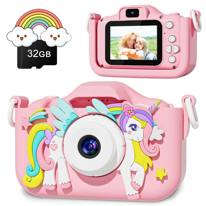 미니 어린이 카메라 디지털 카메라 장난감, 1080P HD 스크린, 음악 재생, 게임, 어린이 카메라, 생일 선물