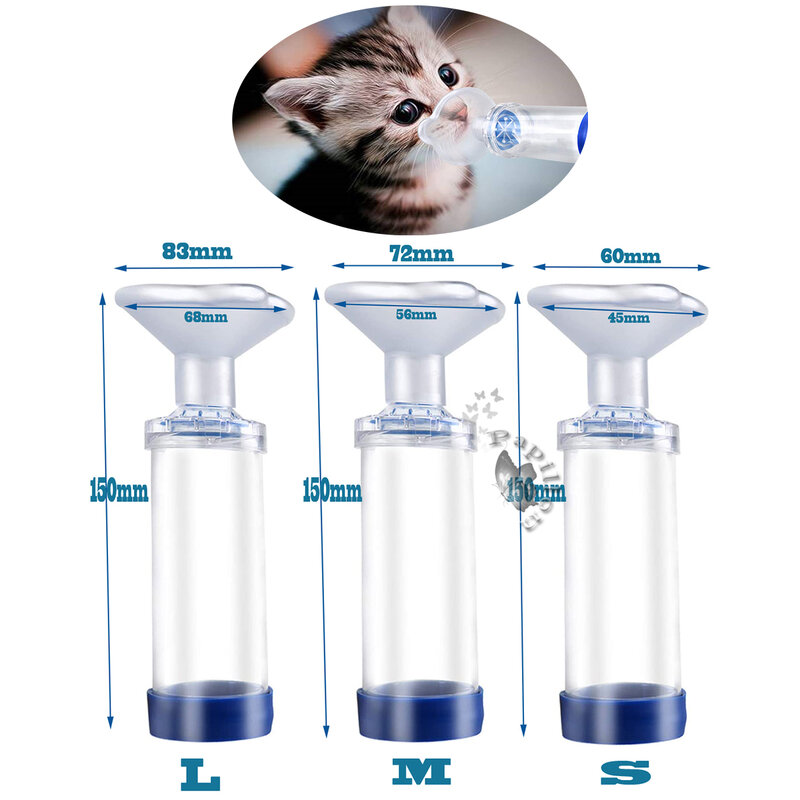 Dog Cat Inhaler Spacer Feline/Cannie Aerosol Chamber Inhaler for Adults Children Cats/Dogs Come with 3 Size Mask and Instruction