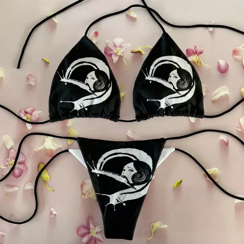 Maillot de bain sexy pour femmes, ensemble deux dimensions, style Harajuku, bandage, vêtements de plage, 2024
