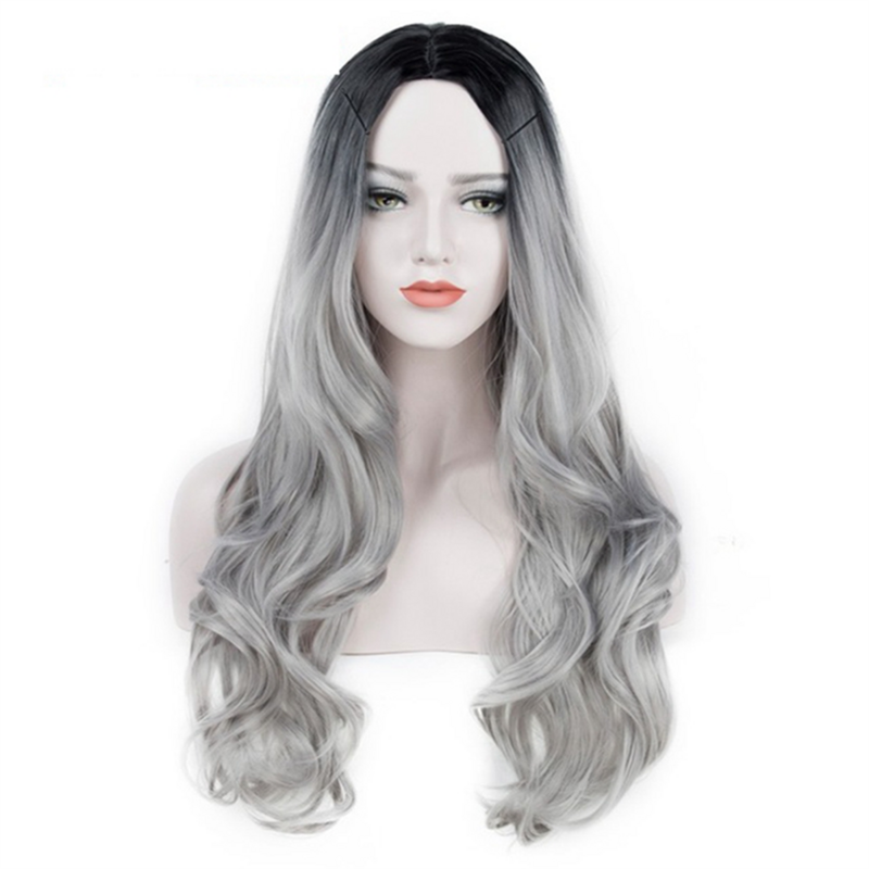 Natural Full Wigs Hair Long Wavy Synthetic Heat Resistant Ombre Wig for Women & Girls Cosplay Party Costume