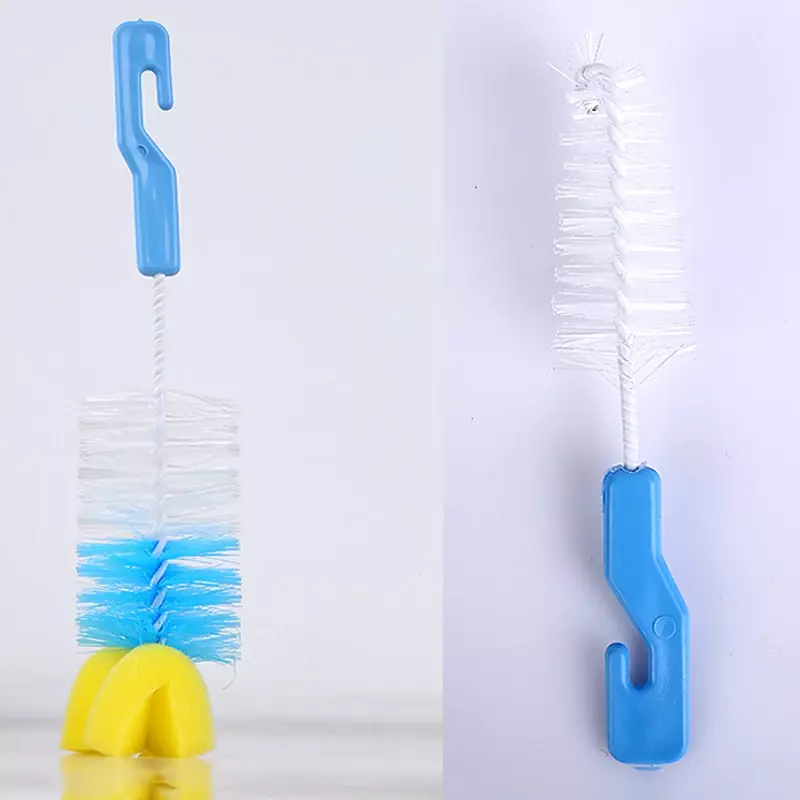 Limpiador de esponja de 360 grados para botella de leche de bebé, cepillo para chupete, herramienta de limpieza de 360 °, cepillo de limpieza, Juego de 2 uds.