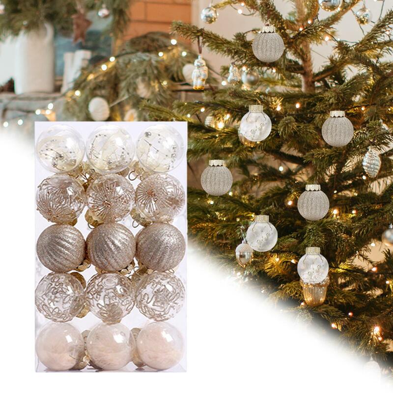 30Pcs Large Christmas Ball Ornaments Five Styles Baubles for Festival Holiday Wedding