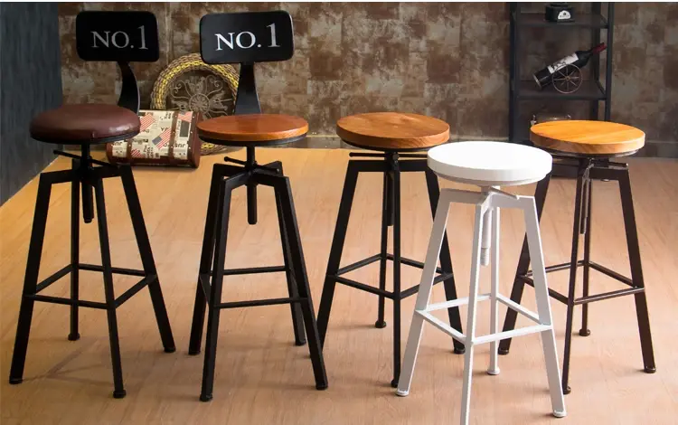 Industrial Swivel  Bar Stools ,Wrought-iron Bar Chair,Household Lift Bar Chairs,Solid Wood High Chair,High Bar Stools