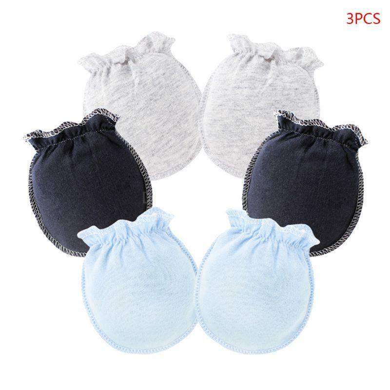 3 pasang/set sarung tangan rajut bayi lucu pelindung wajah anti-makan tangan baru lahir