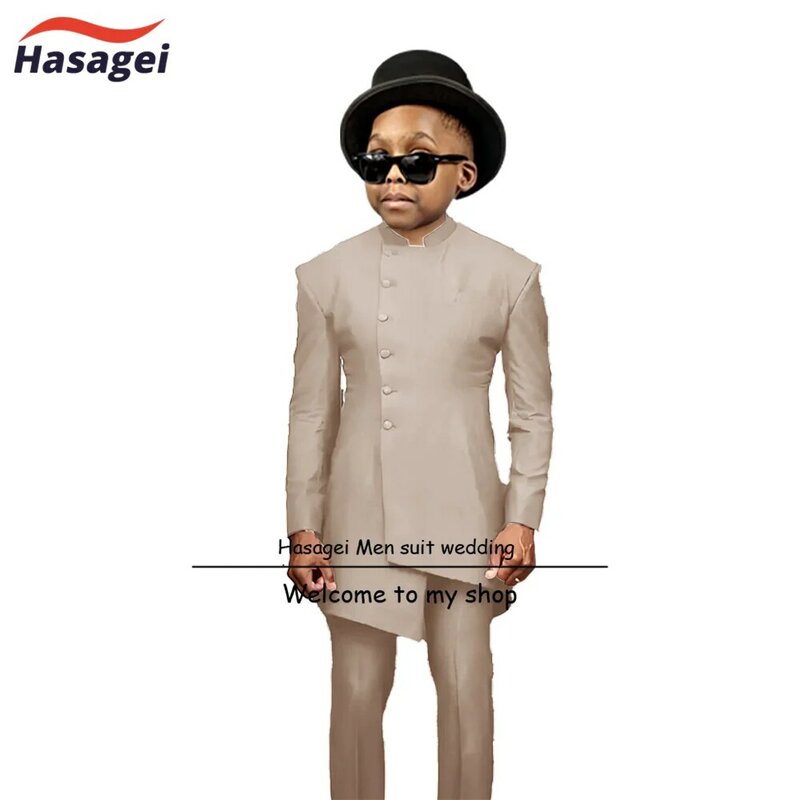 Indian Style Boys Suit 2 Piece Single Breasted Jacket Pants Kids Wedding Tuxedo Formal Party Wear 2-16 Years Old