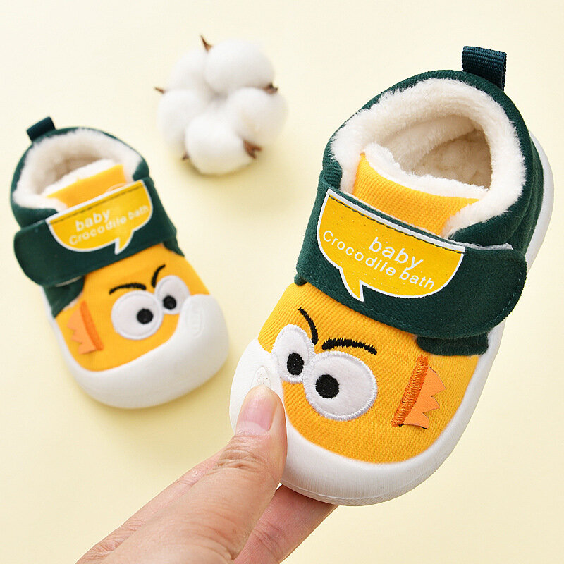 Winter Fashion Toddler Shoes With Plush Baby Boys & Girls Keep Warm Children Cotton Shoes Soft-Soled No-Slip Size 14-21