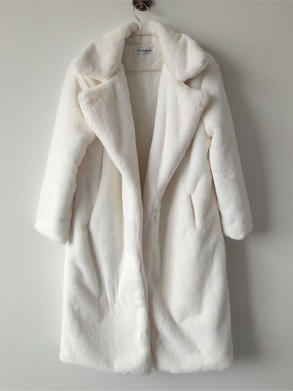 Veste longue en fausse fourrure de lapin pour femme, manteau en fourrure de vison épaissie, vestes moelleuses, mode décontractée, hiver
