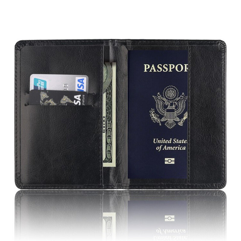 PU Couro Passaporte Capas para Homens e Mulheres, Acessórios de Viagem, ID Bank Cartão de Crédito Saco, Moda Casual, Passaporte Titular
