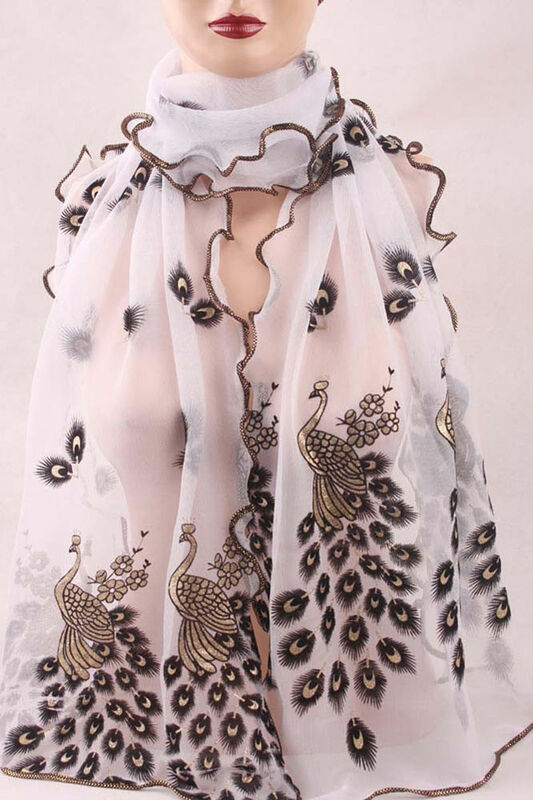 190*40cm moda chiffon transparente longo envoltório macio das mulheres/senhora lenços de seda xale roubou lenço de pavão