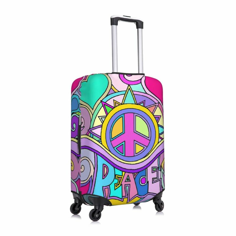 Psychedelic Hippy Retro Peace Art Print Luggage Protective Dust Covers Elastic Waterproof 18-32inch Suitcase Cover