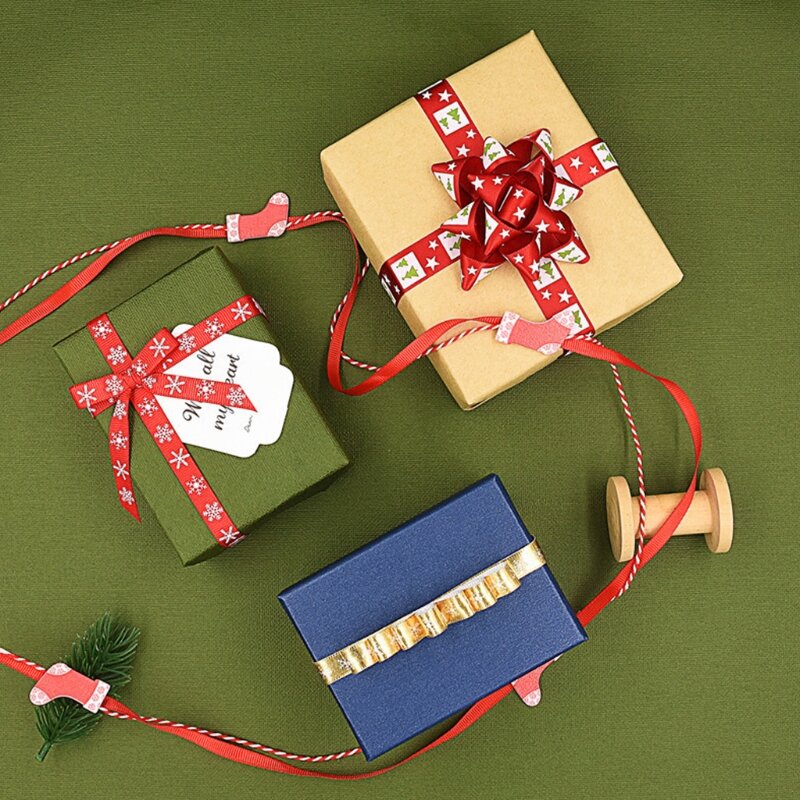 การพิมพ์โพลีเอสเตอร์ริบบิ้น Grosgrain คริสต์มาส DIY Xmas Party Wrapping สำหรับของขวัญ