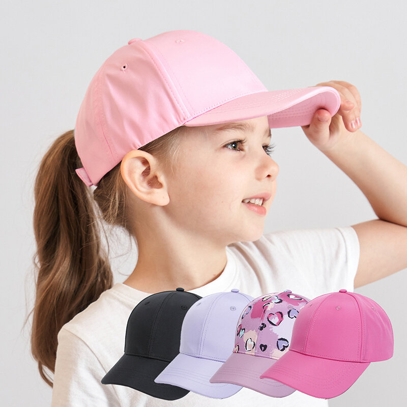 Sombrero de cola de caballo para niño, gorra de béisbol con estampado de Color sólido, ajustable, de viaje, con visera