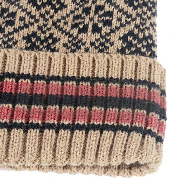 Frauen Winter Mütze Hut lange Schal Touchscreen-Handschuhe mit Fleece gefüttert Jacquard warme Strick mütze mit Plüsch ball