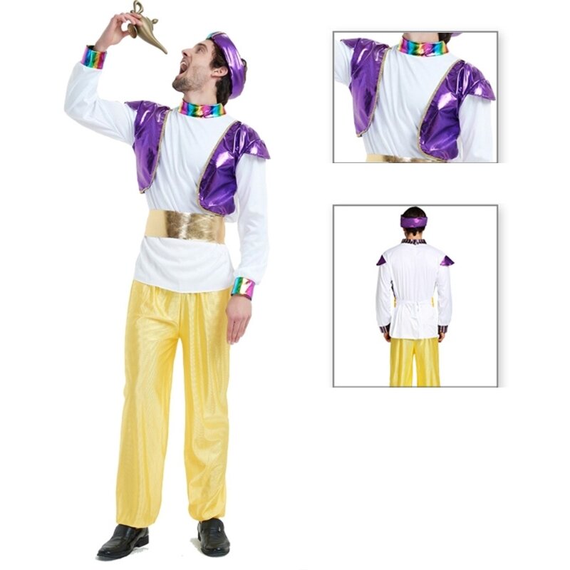 Costume arabo da donna uomo Halloween, Medio Oriente, Dubai, abiti cosplay