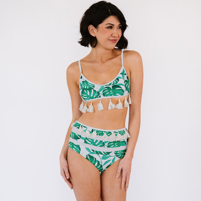 Women Sexy Bikinis Halter Tassel Push Up Swimsuit Bathing Suit Separate Swimwear Brazilian 2023 Summer Tankini Beachwear Girls