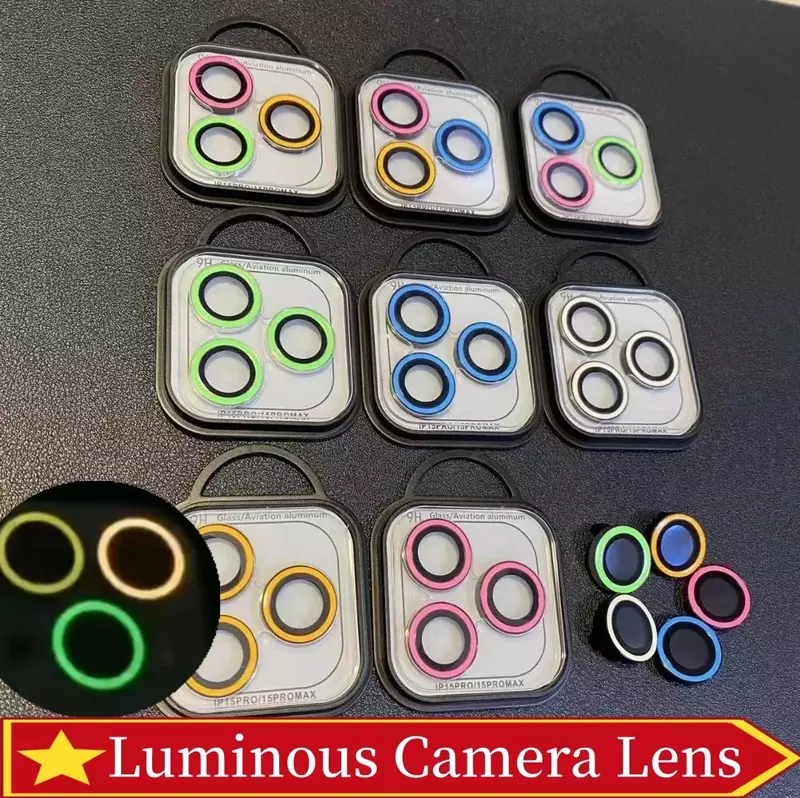Luminous Camera Lens Glass For IPhone 13 12 Mini 11 Pro Max 14 Plus  Screen Protector 13mini 13pro Glitter Glowing Tempered Glas