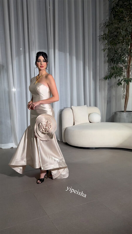 Бальное платье для выпускного вечера Саудовская Аравия атласное цветочное Клубное платье Русалка на одно плечо на заказ вечернее платье миди Es