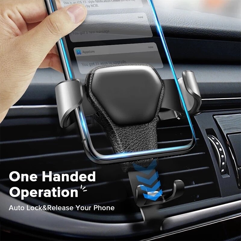 Soporte Universal de teléfono móvil para coche, montaje de Clip de ventilación de aire, gravedad, para iPhone y Samsung