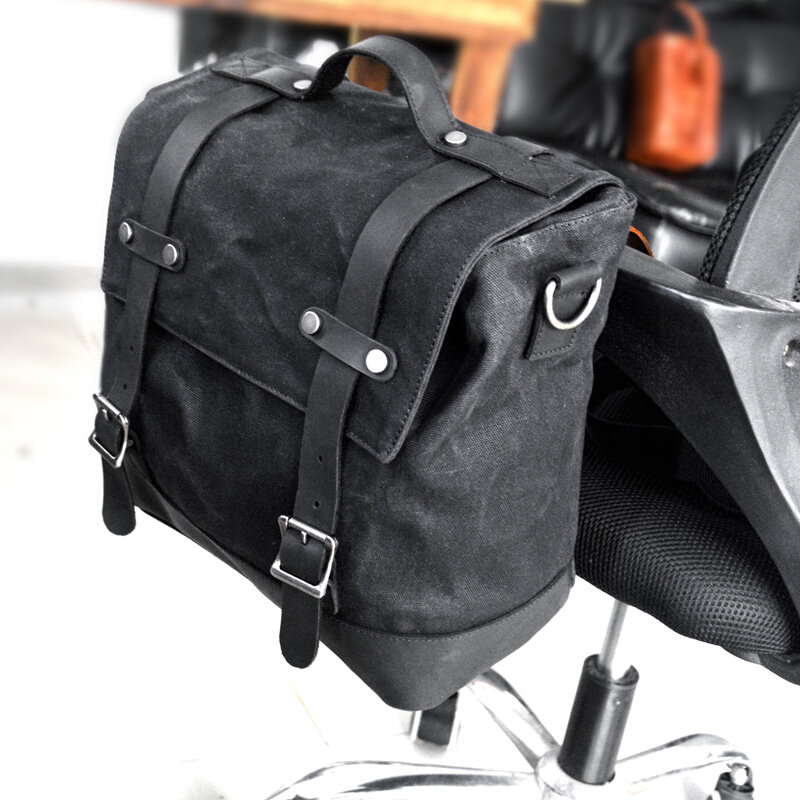 Retro locomotive side bag universal waterproof side bag motorcycle canvas bag knight saddle bag