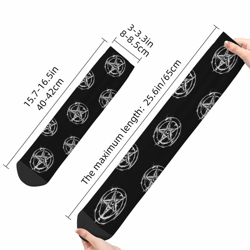 Cool Baphomet Satanic Goat Pentagram Sports Socks Polyester Middle Tube Socks for Unisex Breathable