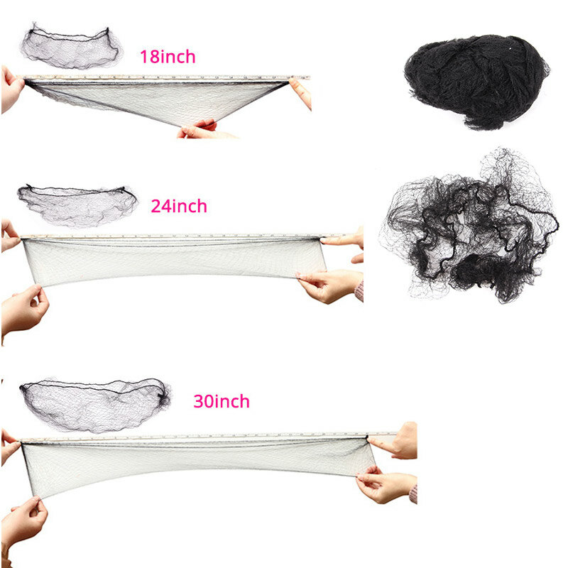 20Pcs/Lot Hairnet For Wigs Curly Hair Bundles 18Inch To 46Inch Big Size Nylon Hairnets Invidible Elastic Edge Mesh Hair Net