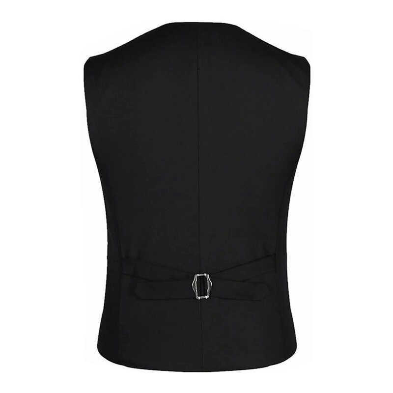 Men's Court Style Double Breasted Suit Vest Solid Color Turndown Collar Sleeveless Slim Fit Fashion Men's Business Vest Jacket