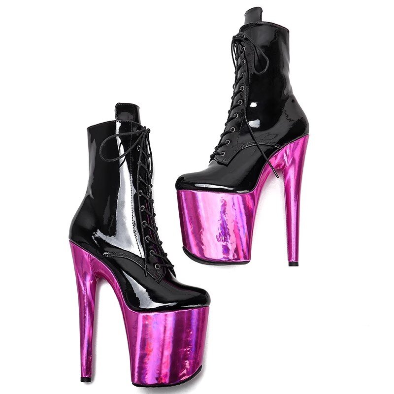 Женские ботильоны из искусственной кожи Auman Ale, экзотические ботинки на высоком каблуке 20 см/8 дюймов, ботинки с круглым носком для танцев на шесте, 129