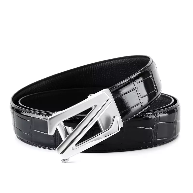 New Vintage High-Grade Leather Belt Automatic Checkoff Full-Grain Leather Business Waistband Belt Luxury Designer Belts for Men