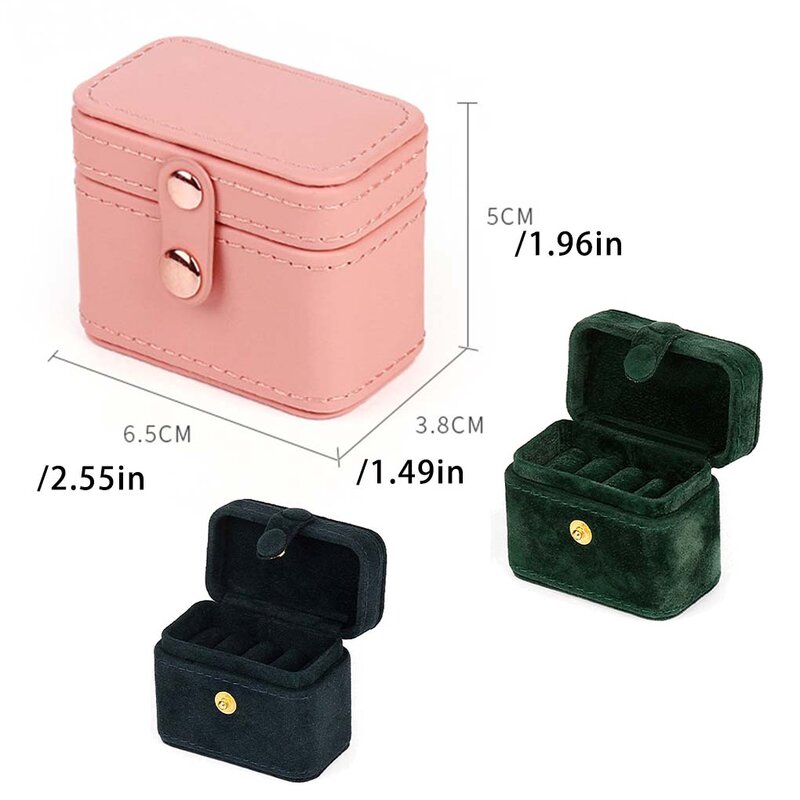Jewelry Box with Lid Mini Ring Case 4 Slot Ear Studs Necklace Pendent Multifunction Gift Holder Table Decoration