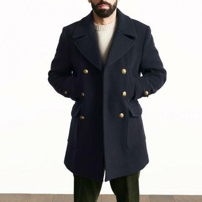 Casaco trespassado estilo britânico masculino, casaco formal, cardigã grosso, manga comprida, inverno, outono