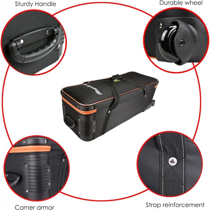 Casing troli peralatan Studio 39.4 inci x 14.6 inci x 13 ", tas kamera bergulir, membawa dengan roda untuk perlengkapan foto dan Video