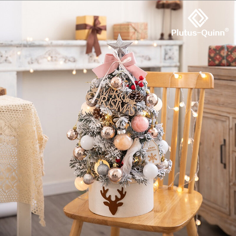 Árbol de Navidad de escritorio DIY para niños, luces nocturnas para el hogar, dormitorio, mesa de escritorio, decoración de árbol de Navidad, lámpara de regalo, 45CM
