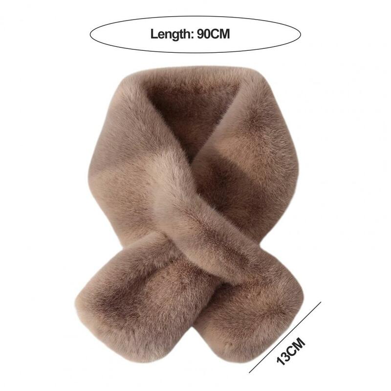 Women Winter Faux Rabbit Fur Scarf Solid Color Thickened Plush Girls Scarf Evening Dress Furry Neck Collar Christmas Gift