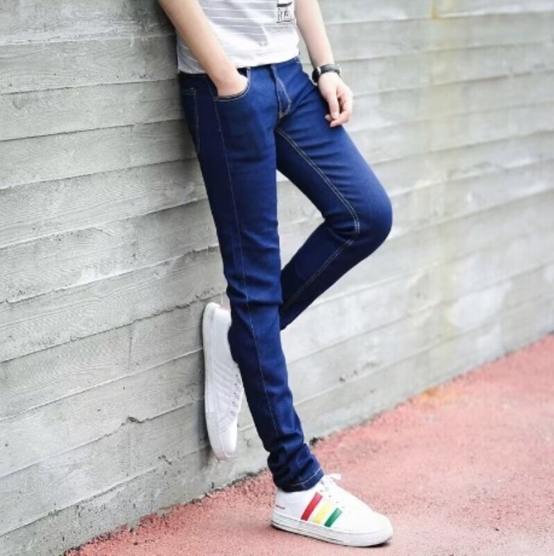 Jeans da uomo 2024 primavera gamba dritta Casual confortevole moda tinta unita Design senso pantaloni da lavoro per uomo muslimmuslimah