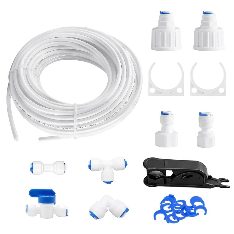15m Refrigerator Water Pipe Universal Connection Set Water Hose Connectors Pipe Cutter 15m Tubing Set for Refrigerator