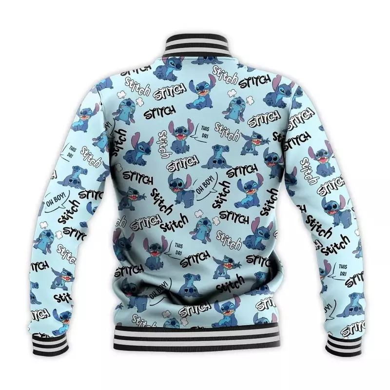 Disney Stitch Baseball Jacket Men's Women Hip Hop Harajuku Jacket Custom Name Streetwear Boys Girls Loose Coats