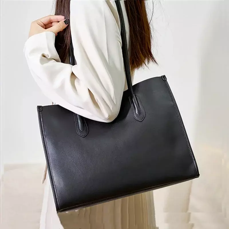 SM01 Burminsa, трехслойная сумка из воловьей кожи, большого стандарта 2024, трендовая дизайнерская сумка через плечо A4 для поездок